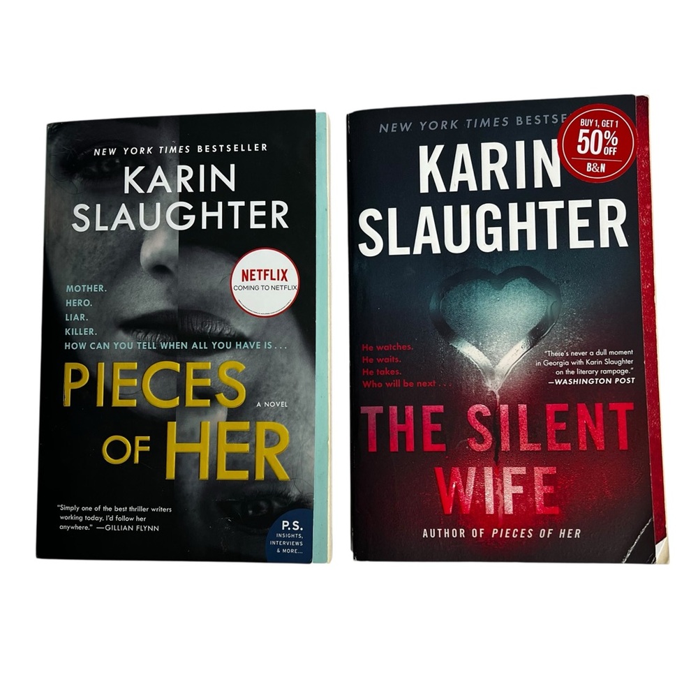 Karin Slaughter Fiction Books Lot/2 “Pieces Of Her”/“The Silent Wife” Thriller